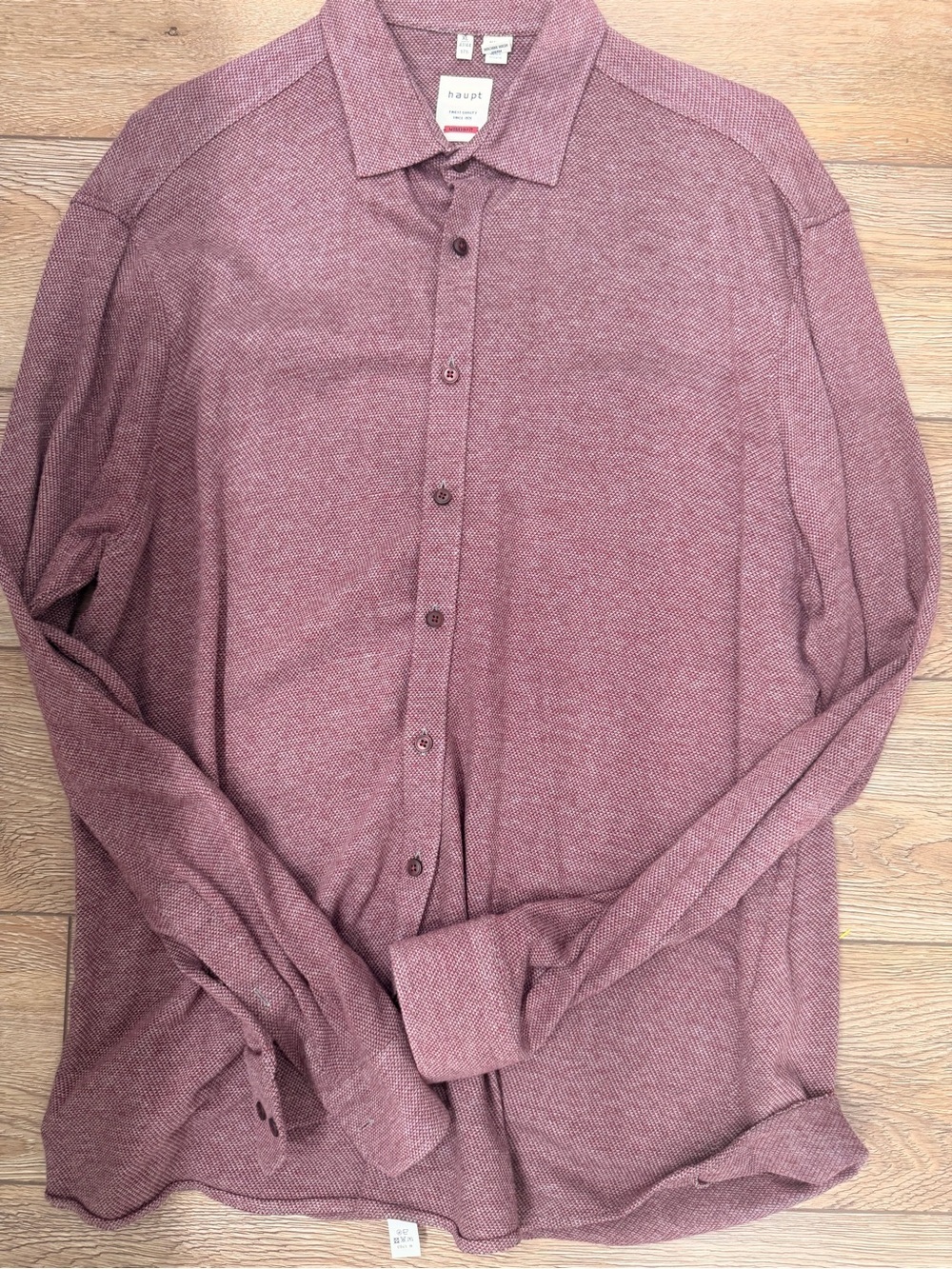 Haut Long-Sleeve Button-Up Dress Shirt in Heathered Mauve